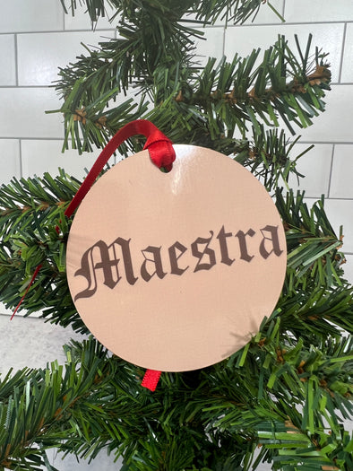 Maestra Brown on Brown Old English Ornament