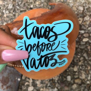 Tacos Before Vatos Blue Sticker