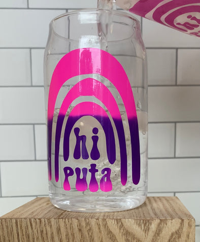 Hi Puta Color Changing Beer Can Glass - Hot Pink to Purple