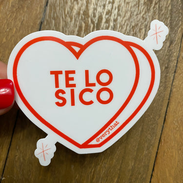 Te Lo Sico Heart Sticker - White and Red Dye Cut