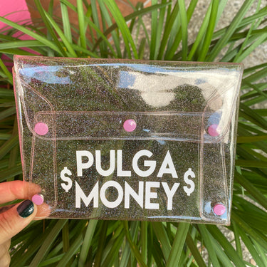 Pulga Money Pink Glitter Clutch