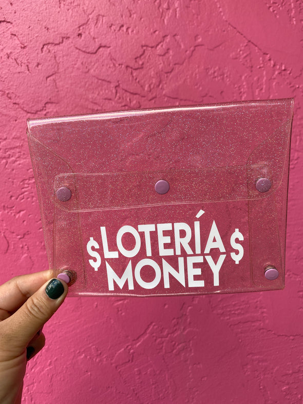 Loteria Money Pink Glitter Clutch