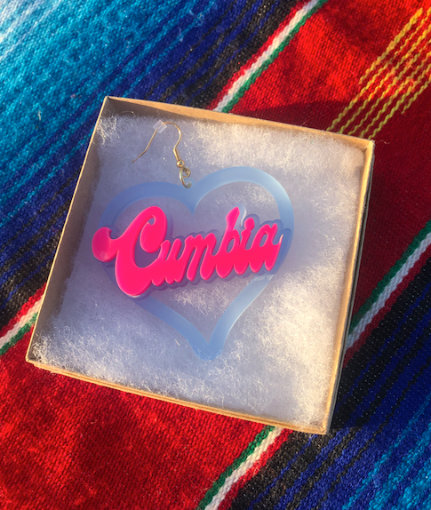Cumbia Pink and Blue Acrylic Earrings