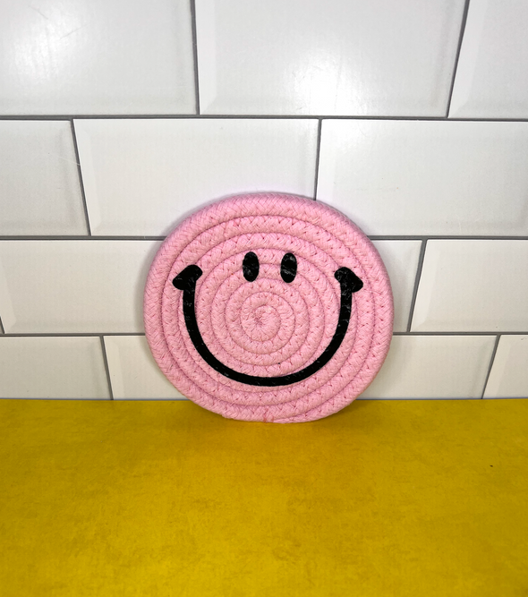Smiley Face Coaster Pink
