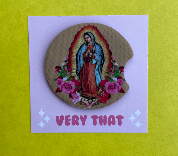 Virgen de Guadalupe Brown Background Car Coaster