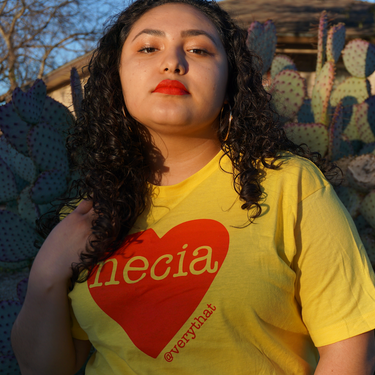 Necia Life tee in Golden Yellow and Red