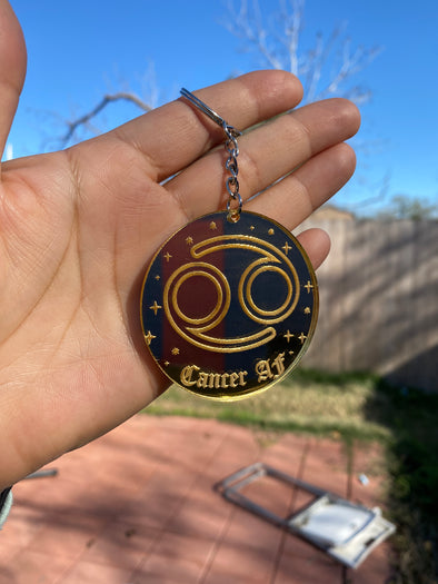 Cancer Zodiac Keychain (Gold Mirrored Acrylic)