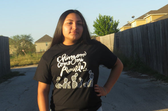 Chingona Como Mi Abuela T shirt in black & white by Very That | Now in Soft Style!