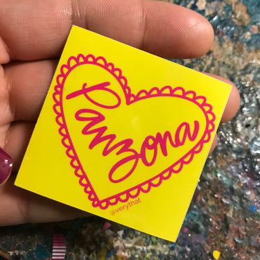 Panzona Sticker by Very That  | Water Resistant Sticker | Yellow Sticker | Pink Heart | Latina Sticker