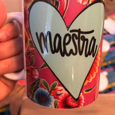 Maestra Pink Oil Cloth Mug by Very That | Full Color Mug | Chingona | Latina
