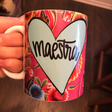 Maestra Pink Oil Cloth Mug by Very That | Full Color Mug | Chingona | Latina