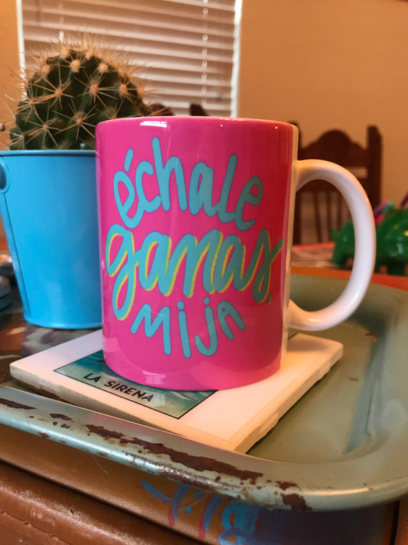 Echale Ganas Mug in PINK! by Very That | Full Color Mug | Chingona | Latina | Bidi Bidi | Latina Mug | Mug for Left Handed | Wrapped coffee