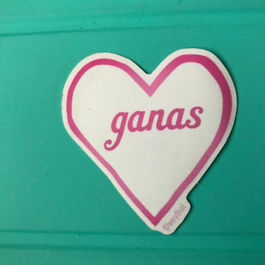 Ganas Heart Sticker by Very That  | Water Resistant Sticker | Cactus Sticker | Latina Sticker