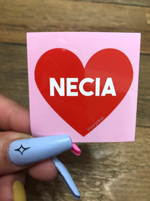 Necia Heart (red and pink) sticker 2x2"