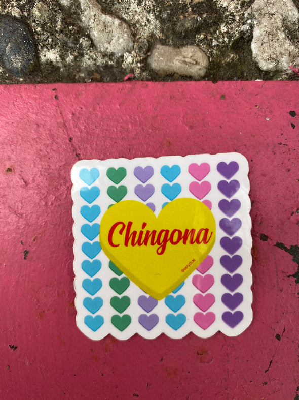 Chingona Multi Heart Sticker   | 2 x 2"