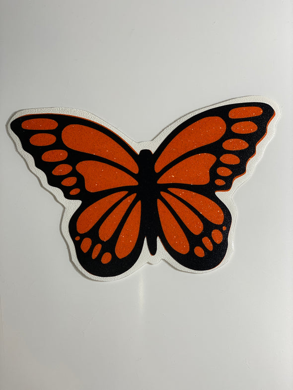 Monarch Butterfly Vinyl Decal (black with glittery orange)