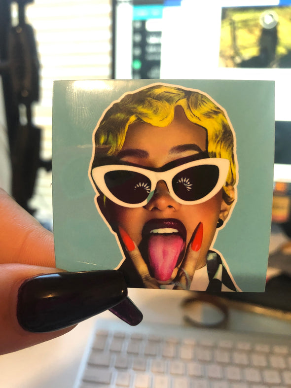 Cardi B Sunglasses sticker 2x2"