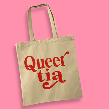 Queer Tia Canvas Tote Bag  *LIMITED QUANTITY* (Red on Canvas)