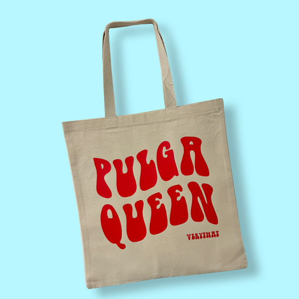 Pulga Queen Canvas Tote Bag  *LIMITED QUANTITY* (Red  on Canvas)