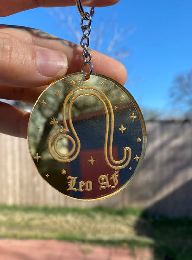 Leo Zodiac Keychain (Gold Mirrored Acrylic)
