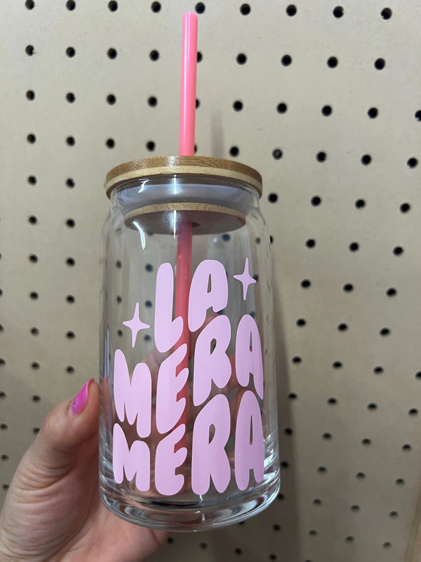 La Mera Mera Beer Can Glass Pink