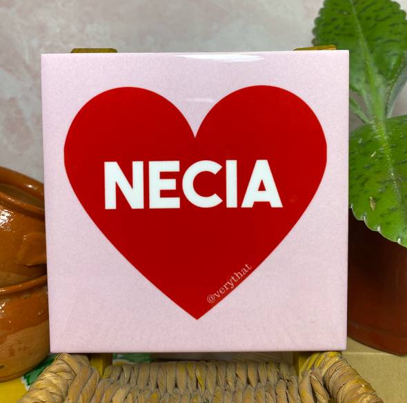 Necia Heart (Pink and Red) Tile / Coaster