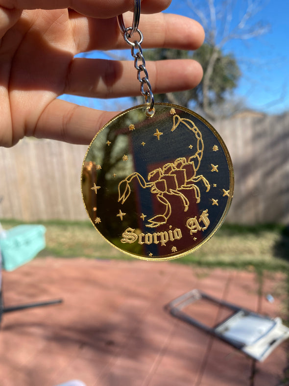 Scorpio Zodiac Keychain (Gold Mirrored Acrylic)